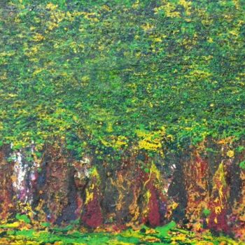 Painting titled "" Brocéliande "" by Didier Aumignon (didAUM), Original Artwork, Oil Mounted on Wood Stretcher frame