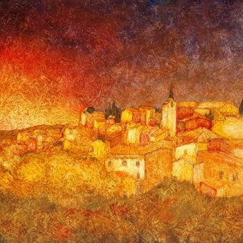 Peinture intitulée "Roussillon en autom…" par Jean Xavier Combe, Œuvre d'art originale, Huile Monté sur Châssis en bois