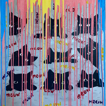Painting titled "Cats" by Alina Voronko, Original Artwork, Acrylic