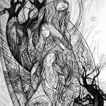 "мойры-нить жжизни" başlıklı Resim Oksana Prudnikova tarafından, Orijinal sanat, Jel kalem