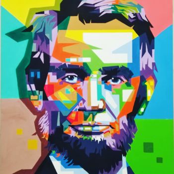 「Авраам Линкольн」というタイトルの絵画 Анатолий Рабковによって, オリジナルのアートワーク, アクリル