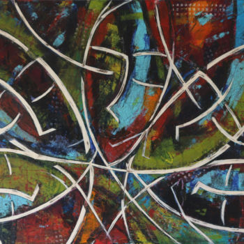 Painting titled "LE BAL MASQUE" by Lénon B, Original Artwork, Acrylic Mounted on Wood Stretcher frame