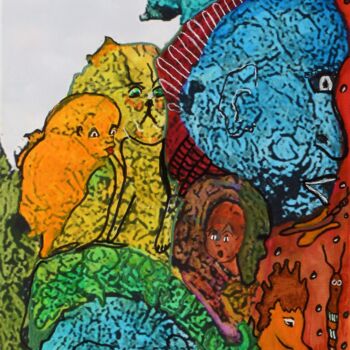 Peinture intitulée "LES COMPAGNONS DE M…" par Anna Laurina Vassiliu Mulder Smid, Œuvre d'art originale, Aquarelle