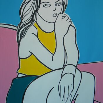 Painting titled "Portrait de jeune f…" by Gabriele Donelli, Original Artwork, Acrylic