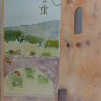 Painting titled "poterne à Roussillon" by Pascale Coutoux, Original Artwork, Watercolor