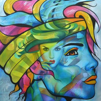 Peinture intitulée "la clef du trésor" par Jeannette Guichard-Bunel, Œuvre d'art originale, Huile Monté sur Châssis en bois
