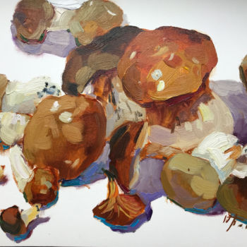 「Mushroom harvest」というタイトルの絵画 Yuliia Pastukhovaによって, オリジナルのアートワーク, オイル