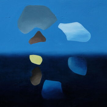 Painting titled "Levitation II" by Naoko Paluszak, Original Artwork, Oil Mounted on Wood Stretcher frame