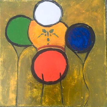 Pintura titulada "Enfant avec de ball…" por Mariam Mouliets, Obra de arte original, Oleo Montado en Bastidor de camilla de m…