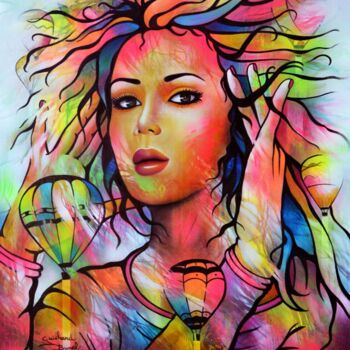 Peinture intitulée "vent dans la tête" par Jeannette Guichard-Bunel, Œuvre d'art originale, Huile Monté sur Châssis en bois