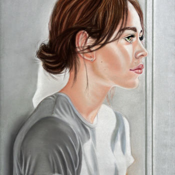 Painting titled "Profil" by Fred Mahieu, Original Artwork, Pastel