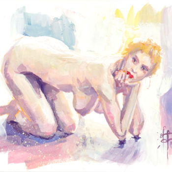 「"Nude" - Original N…」というタイトルの絵画 Anna Ivanovaによって, オリジナルのアートワーク, グワッシュ水彩画