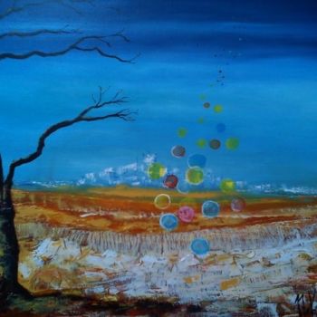 Peinture intitulée "Les pensées nostalg…" par Patrick Nevoso, Œuvre d'art originale, Huile