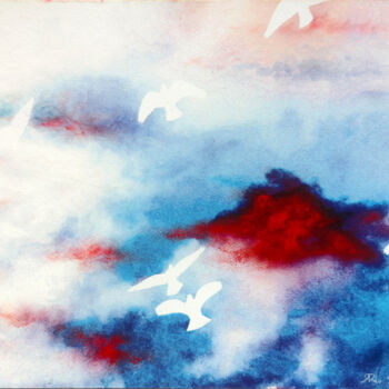 Painting titled "Nuage" by Arno Sebban, Original Artwork, Pastel