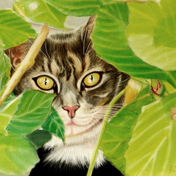 绘画 标题为“Le chat Gribouille” 由Fred Mahieu, 原创艺术品, 粉彩