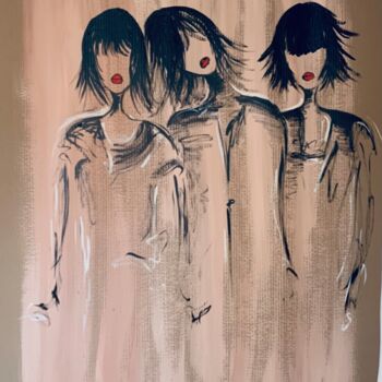 Painting titled "Venues des nuages" by Caroline Montigneaux, Original Artwork, Acrylic