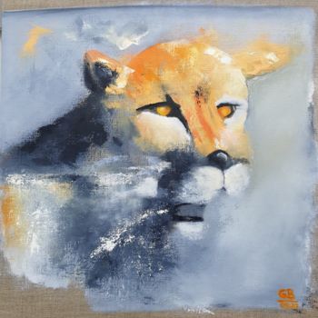 Peinture intitulée "Nala, jeune lionne" par Ghitab, Œuvre d'art originale, Huile