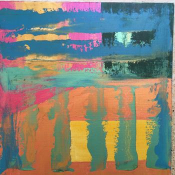 Peinture intitulée "Carré Abstrait" par Ghitab, Œuvre d'art originale, Huile Monté sur Carton