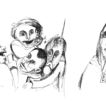 Drawing titled "Covid-19 contaminé14" by Pierre Andrillon (Jasinski), Original Artwork, Ink
