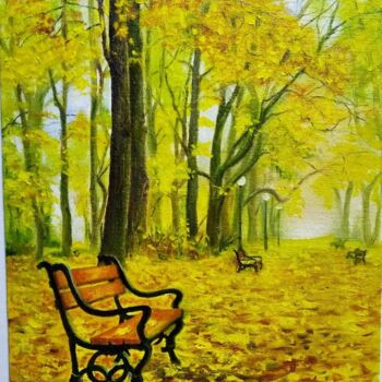 Pittura intitolato "Осенний парк" da Vitaliy Boreiko, Opera d'arte originale, Olio Montato su Telaio per barella in legno