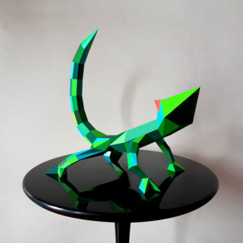 Sculpture titled "Lézard à assembler…" by Ecogami, Original Artwork, Paper