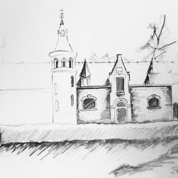 Dessin intitulée "Château" par Maria Iacuzzi (SIMPLE ART), Œuvre d'art originale, Crayon