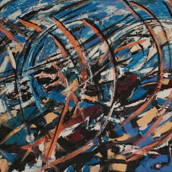 Painting titled "Cosmic complexity" by Peter Stutz, Original Artwork, Oil Mounted on Wood Stretcher frame