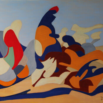 Peinture intitulée "La chasse au lion d…" par Catherine Costet (Lccat), Œuvre d'art originale, Huile
