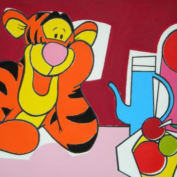 Painting titled "Tigger and still li…" by Gabriele Donelli, Original Artwork, Acrylic