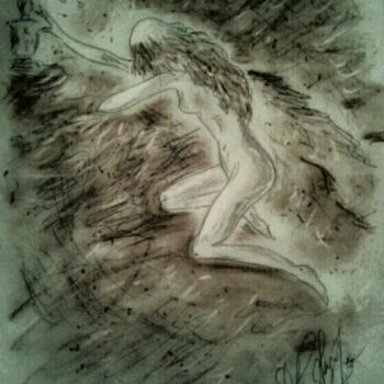 Zeichnungen mit dem Titel "Girl in the dark by…" von Karolina Ingo (Karolina Navi -Ingo), Original-Kunstwerk, Tinte