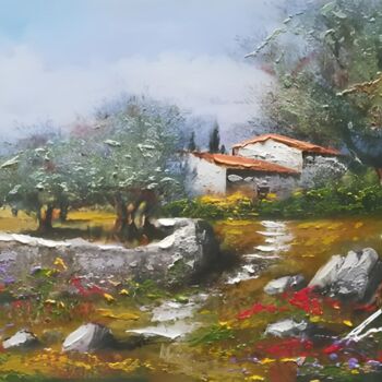 绘画 标题为“Village acrylic pri…” 由Filip Petrovic, 原创艺术品, 丙烯
