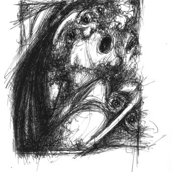 Drawing titled "Covid-19 contaminé85" by Pierre Andrillon (Jasinski), Original Artwork, Ink