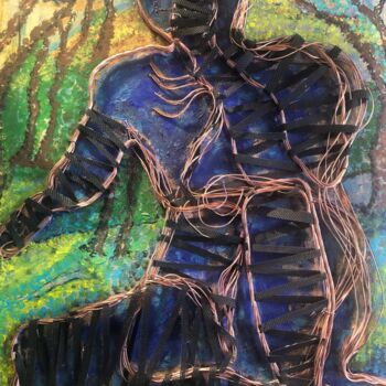 Peinture intitulée "femme assise" par Étienne Dupé, Œuvre d'art originale, Métaux