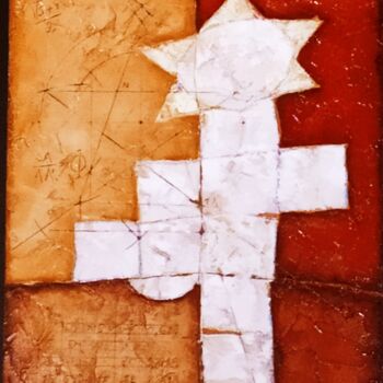 Painting titled "De paume à coudée" by André Colpin, Original Artwork, Oil Mounted on Other rigid panel