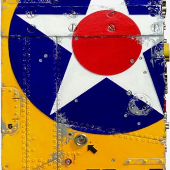 Sculpture intitulée "BOMBER YELLOW B-25…" par Jerome Chauvin (JICE), Œuvre d'art originale, Acrylique Monté sur Châssis en b…