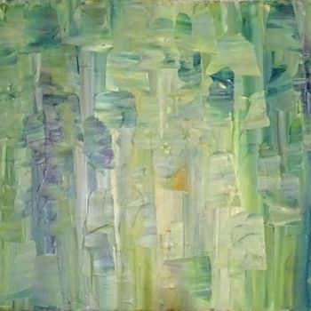 Painting titled "Fraicheur verdoyante" by Sarah Leseigneur, Original Artwork, Acrylic Mounted on Wood Stretcher frame