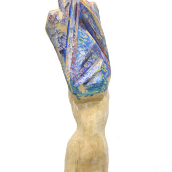 Sculptuur getiteld "The Blue Dress" door Alexander Eremin, Origineel Kunstwerk, Hout