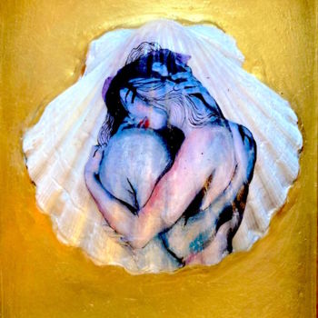 Collages intitolato "Hugs.4" da Maria Cristina Cerminara, Opera d'arte originale, Collages Montato su Cartone