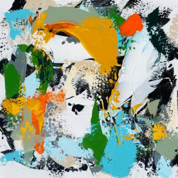 Painting titled ""Oxygene" 80X80" by Céline Weber, Original Artwork, Acrylic