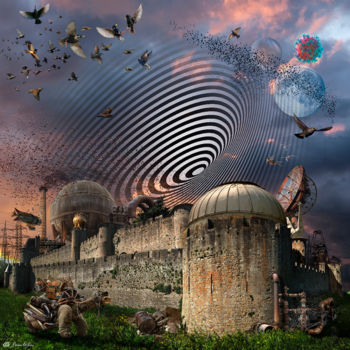 Digital Arts titled "Espace temps" by Bruno Béghin, Original Artwork, Photo Montage Mounted on Aluminium