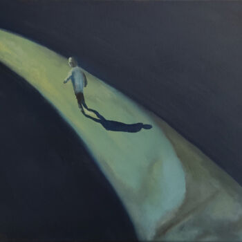 Schilderij getiteld "R in Shadows" door Luna Smith, Origineel Kunstwerk, Olie Gemonteerd op Frame voor houten brancard