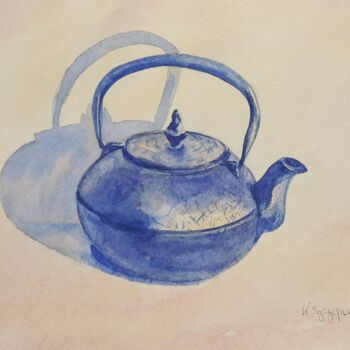 Peinture intitulée "Tea kettle" par Krystyna Szczepanowski, Œuvre d'art originale, Aquarelle