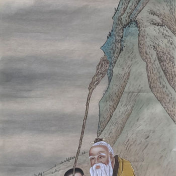 Картина под названием "Purple Qi from East" - Huizhen Zhang 张慧珍, Подлинное произведение искусства, Пигменты