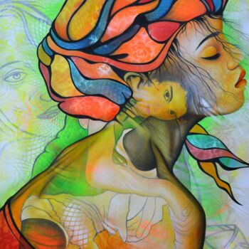 Peinture intitulée "hommage à Egon Schi…" par Jeannette Guichard-Bunel, Œuvre d'art originale, Huile Monté sur Châssis en bo…