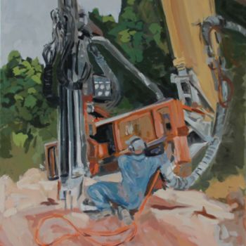 Peinture intitulée "Conducteur et Foreu…" par Chéker, Œuvre d'art originale, Huile Monté sur Châssis en bois