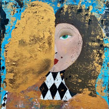 Peinture intitulée "Woman in Goldness" par Kamila Polak, Œuvre d'art originale, Acrylique