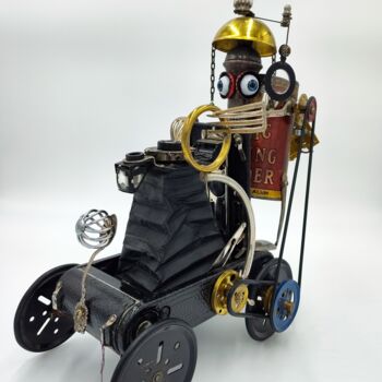 Sculpture titled "rat car on the way*…" by Branimir Misic, Original Artwork, Metals