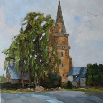 Peinture intitulée "Brélévenez, vue du…" par Chéker, Œuvre d'art originale, Huile Monté sur Châssis en bois