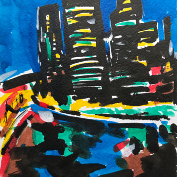 「Moscow cityscape」というタイトルの描画 Yuliia Pastukhovaによって, オリジナルのアートワーク, インク
