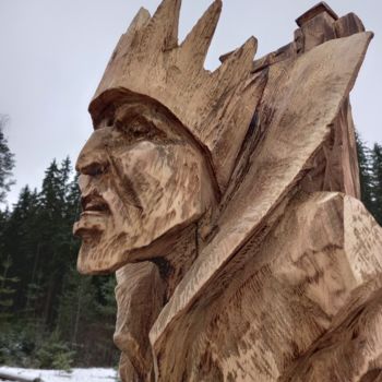 Skulptur mit dem Titel "Кащей. Резьба  бенз…" von Vladimir Filatov, Original-Kunstwerk, Holz